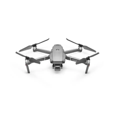 Mavic 2 Pro drone top and front perspective view on an unfolded position on a white backdraft