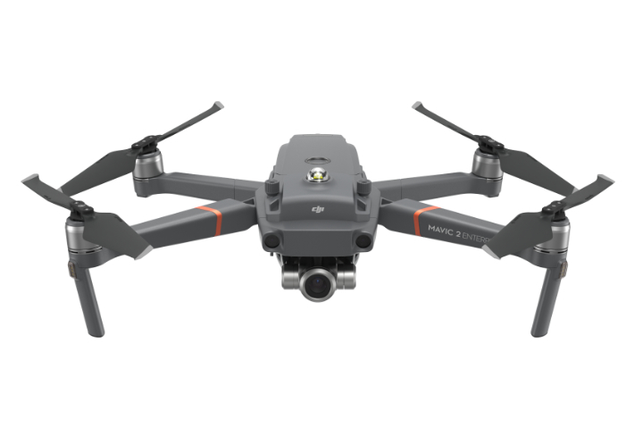 Barking drone front view white background