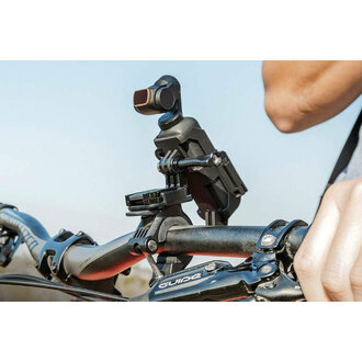 Osmo pocket maction mount attached on a bike's handle bar