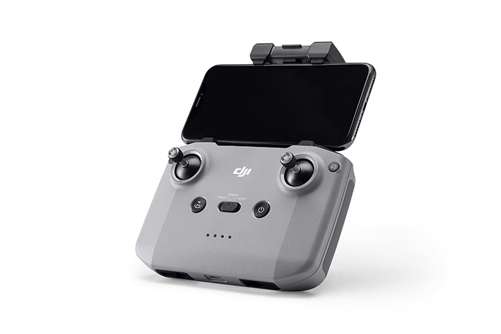 DJI Mavic Air 2 remote controller with mounted smartphone 